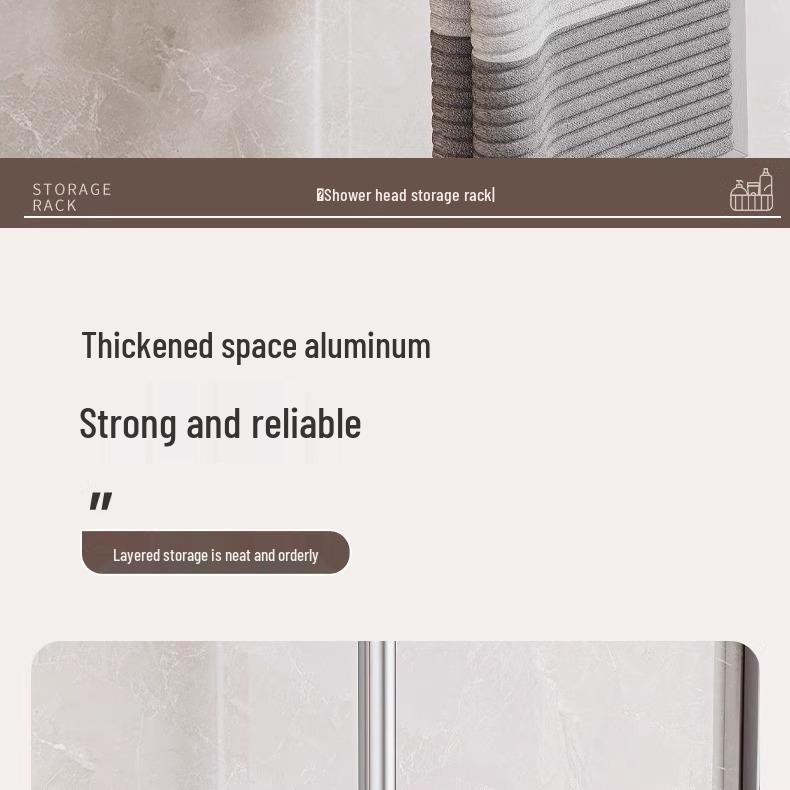 Universal No-Drill Shower Head Holder & Shelf for Bathroom Rods