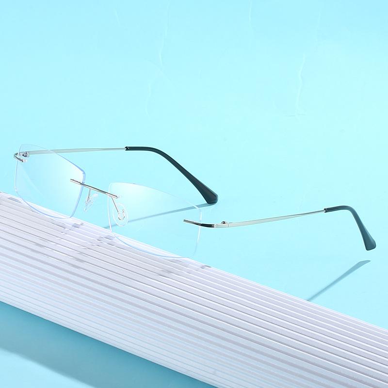 Men'S Ultra Light Frameless Myopia Glasses With Square Frames Finished Products With Degree Myopia Glasses Blue Light Glasses