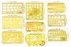 Traceease Pack of 9 Pieces, Multi-Shapes Geometry & Arrow Designing Templates- Chart Drafting