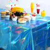 3 Pack Ocean Tablecloths Iridescent Plastic Disposable Table Cloth Rectangle Water Wave Table Covers for Under Sea Ocean Pool Beach Party