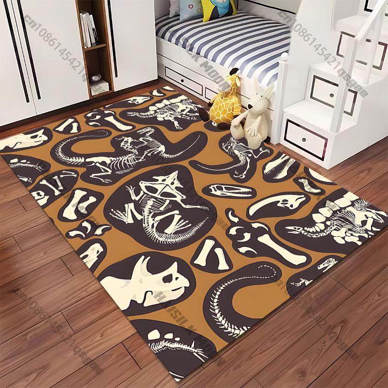 Dinosaur Fossils and Skeletal Patterns Carpet Yoga Living Room Room Decor Children's Crawling Mat Doormat Area Rug