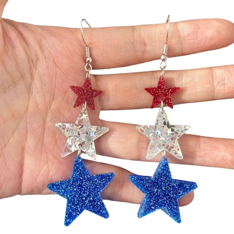 Modern Striped Heart Star Letters Earrings Comfortable Acrylic Jewelry Fashion Ear Accessories For Sensitive Ears