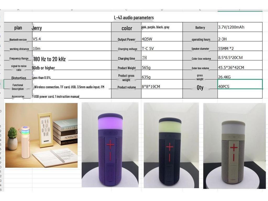 L-43 Bluetooth Speaker: Hi-Fi Sound, Long Battery, Dazzling Lights, Surround Sound, Desktop Voice Calls