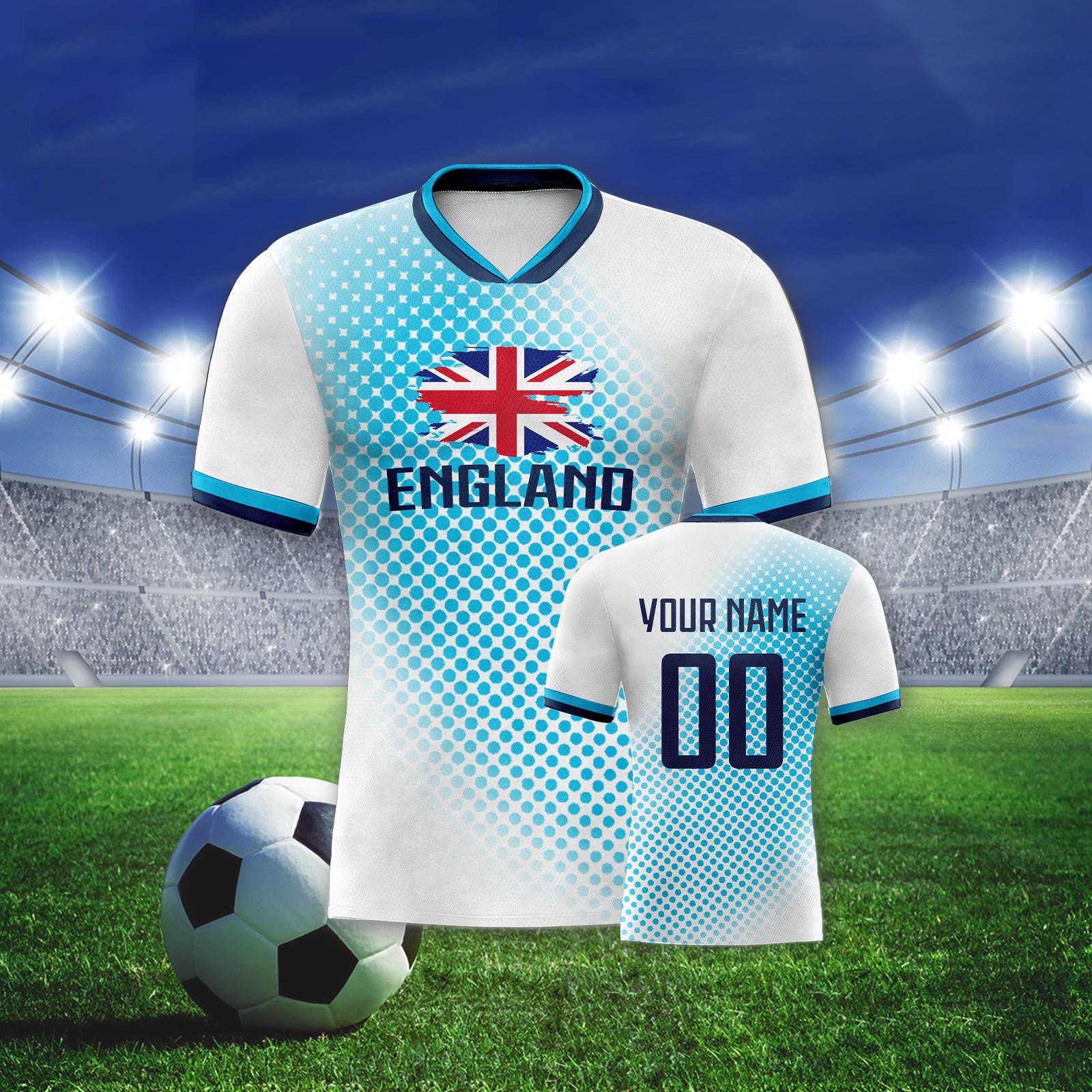 England Soccer Jersey Custom Quick-Dry Football Shirts Personalized Name Number Team Uniform for Men Women Youth Soccer Fans S