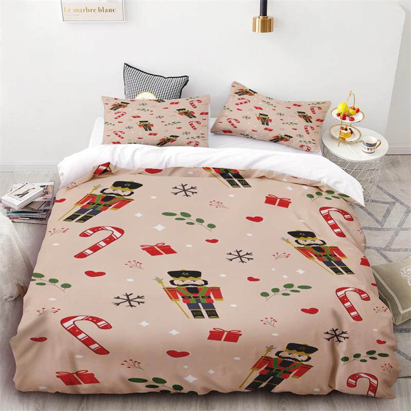 Duvet Cover Christmas Snowflake Red and Black Plaid Three-piece Set Bedroom  Decoration Single Double Bed Queen King Size