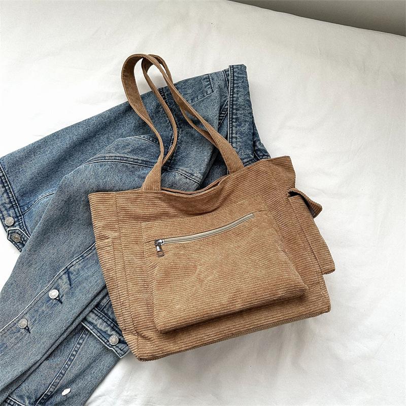College Students Commuting Class Large Capacity Handheld Bag Large Bag Female 2023 New Canvas Bag One Shoulder Tote Bag