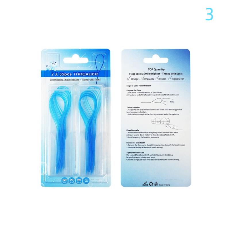 Dental Floss Threader Dental Traction Line Oral Cleaning For Crown Brace Bridge Implant Hoop Threading Braces Steel Traction