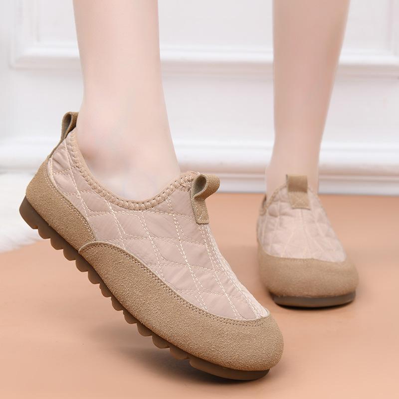 Old Beijing Winter Cloth Shoes Women's Velvet Soft-soled One-pedal Cotton Shoes Casual Fashion Versatile Warm Flat-soled Doudou Shoes
