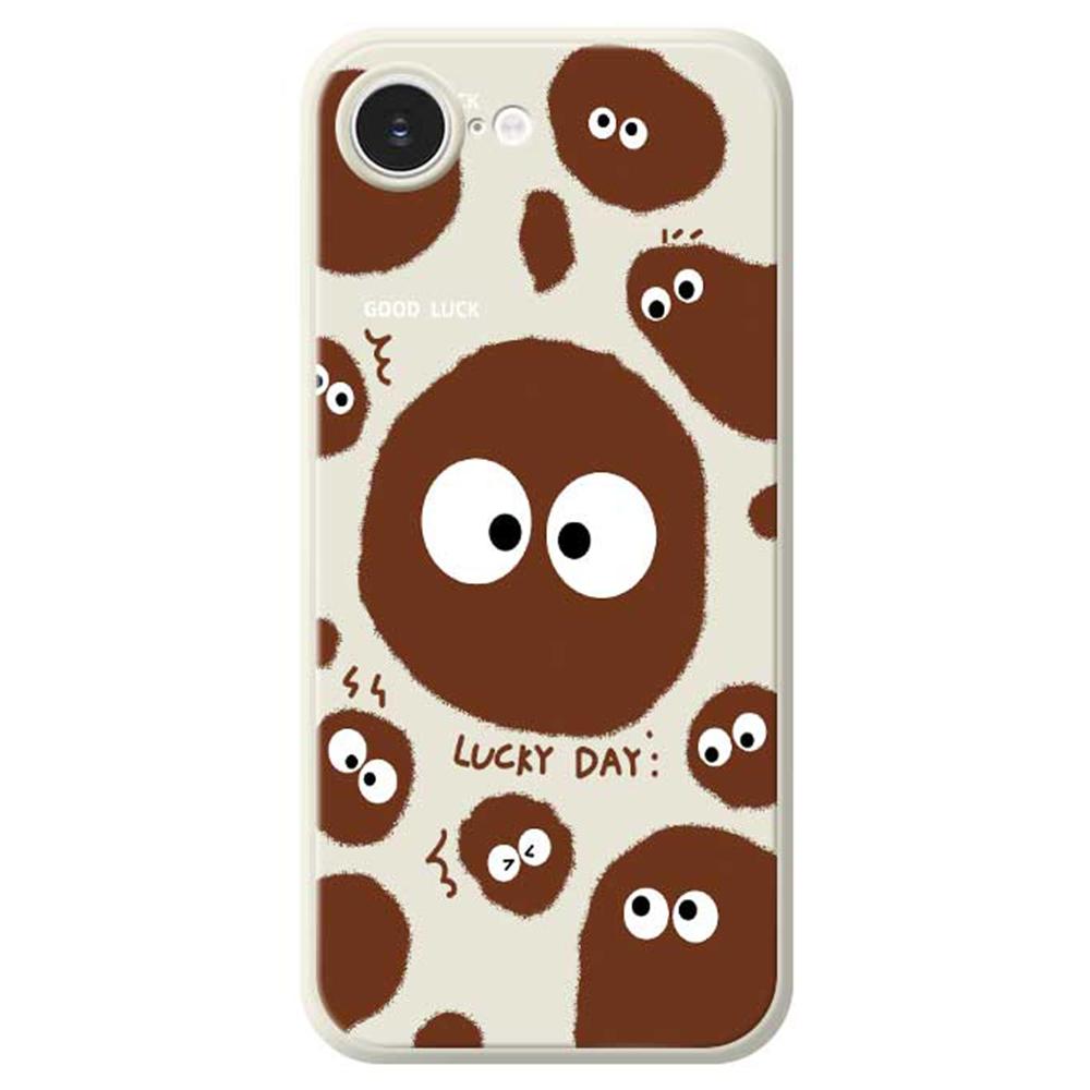 For iPhone 16e Case Funny Big Eyes Doll Pattern Printing Straight Edge TPU Phone Back Cover