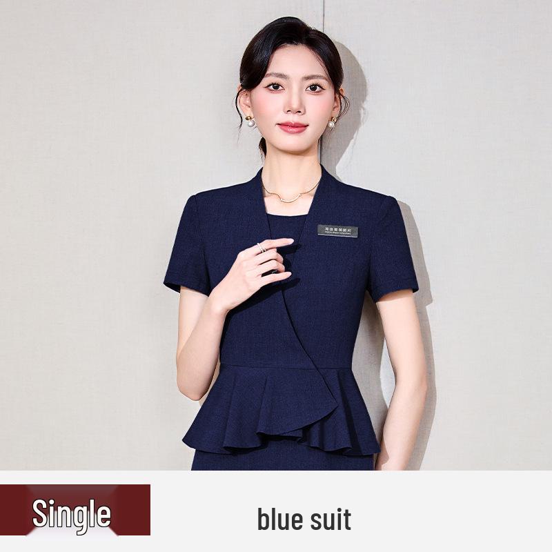 Women's Slim Fit Short Sleeve Summer Suit Dress - Professional Formal Wear Set for Mature, Light Commuter Style
