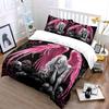 Gothic Pink Angel & Skulls Bedding Set 3pcs, Dark Fantasy Art Duvet Cover,Aesthetic Bed Linen for Teen Girls Bedroom,Home Decor