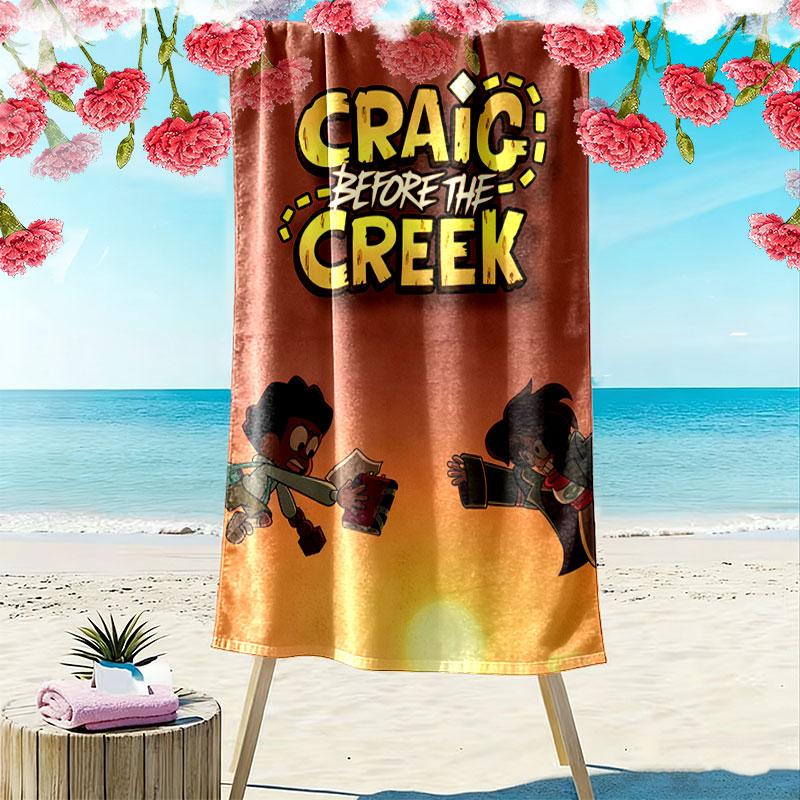 Creek Fun Print Beach Towel, Large Soft Quick Dry Towel for Beach Camping Swimming