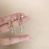 Neue Gold Farbe Shiny Bowknot Quaste Stud Ohrringe Für Frauen Exquisite Strass Bogen Baumeln Ohrringe Mädchen Schmuck Freunde Geschenk