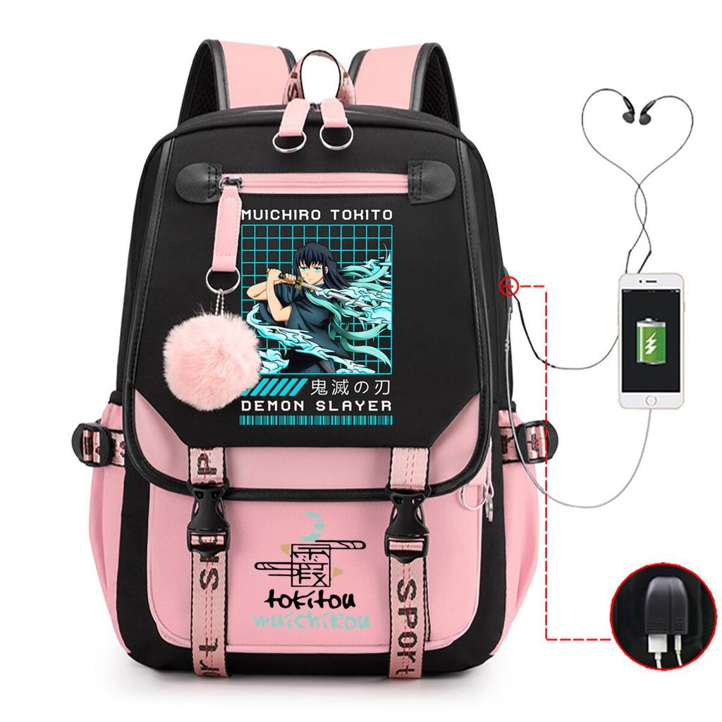 Anime Peripheral Backpack College Wind Junior High School Student High School Student with USB Multifunctional Student School Bag