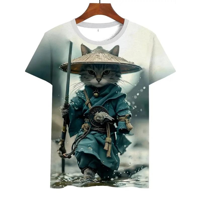 

Футболка мужская с забавным принтом кота, оригинального дизайна, летний тренд, с круглым вырезом и коротким рукавом, топы, мужская детская футболка в стиле Харадзюку 6XL
