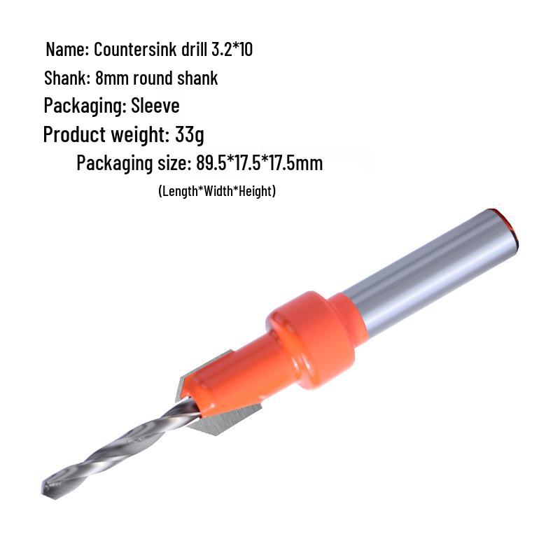 8-Piece Woodworking Countersink Drill Set - Self-Tapping, Concealed Installation, Alloy Step & Tapered Drill Bits