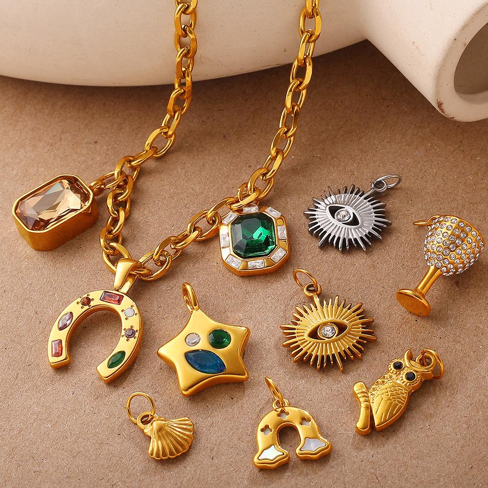 Stylish And Diverse Diy Pendant Stainless Steel Gold-Plated Diamond-Encrusted Freshwater Pearl Pendant Collection