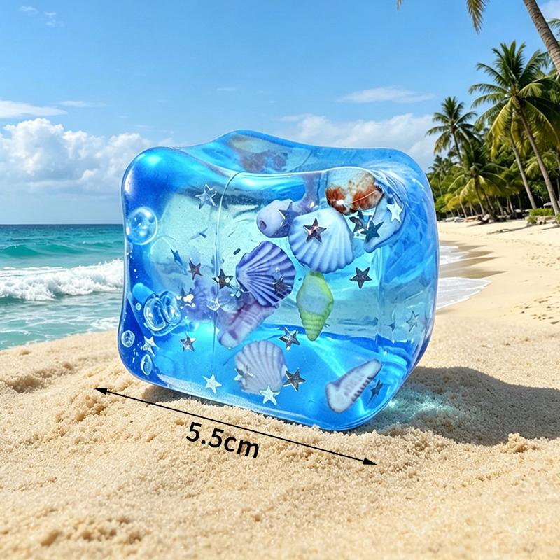 Kawaii Ocean Theme Slow Rebound Toy Ice Cube Shaped Stress Relief Squeeze Toy Creative Kids And Adults Squeeze Relax Gifts