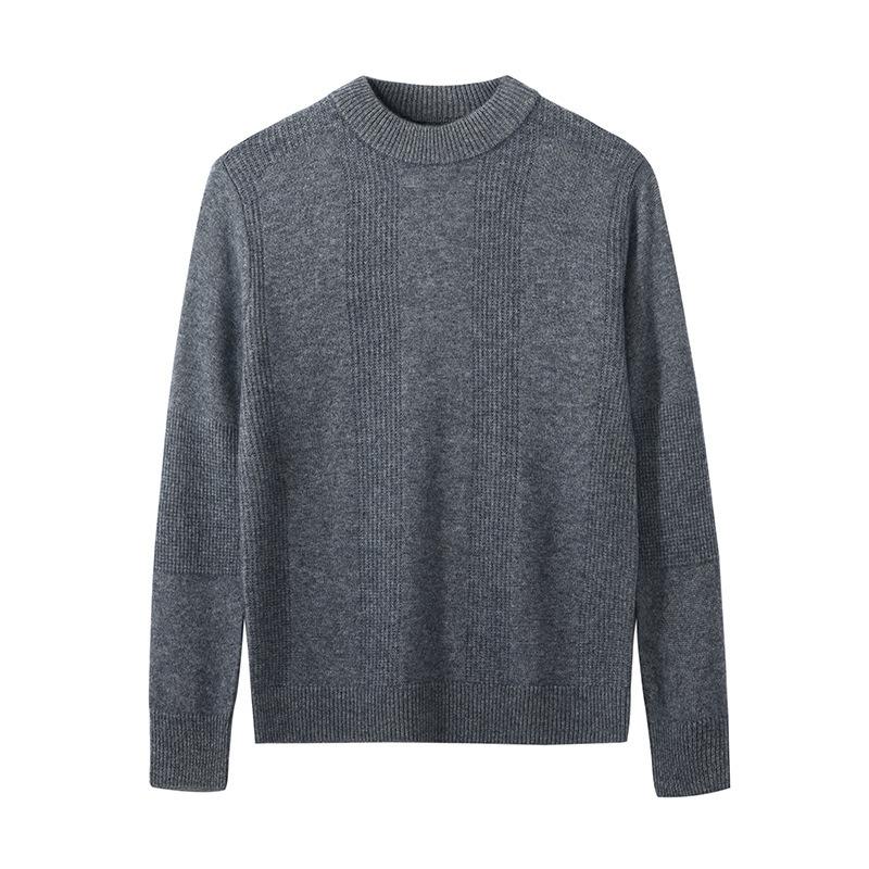 New cashmere sweater men's semi-turtleneck jacquard sweater fashion knitted sweater soft waxy wool sweater