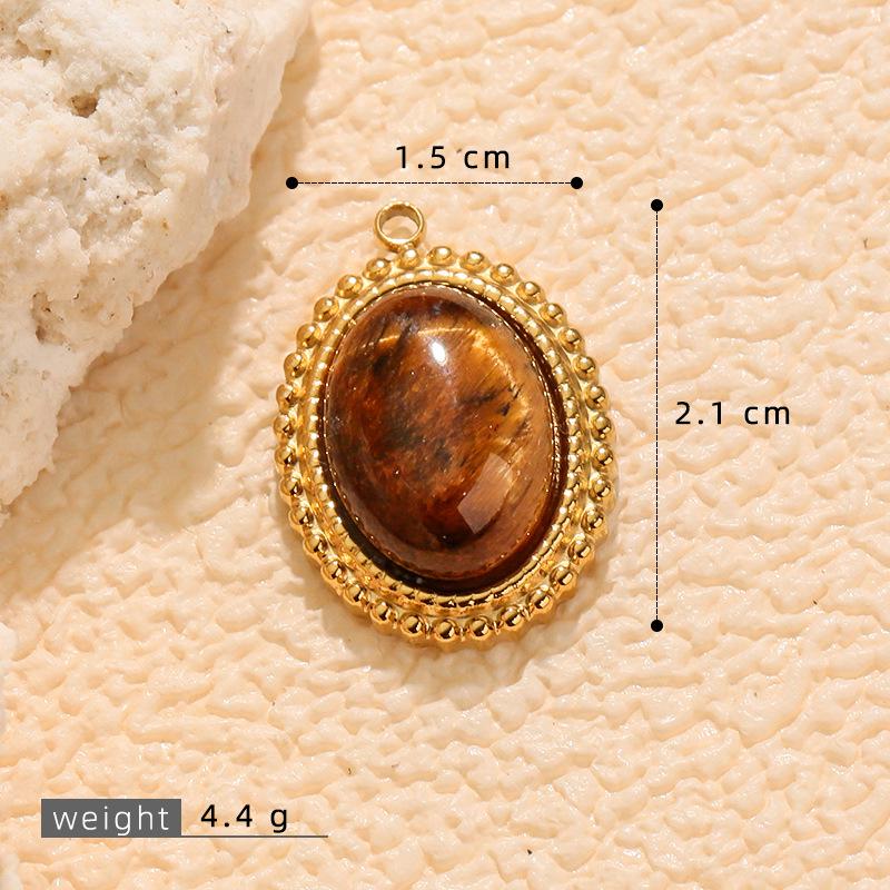 Stainless Steel Tiger Eye Oval Pendant & Earrings Set