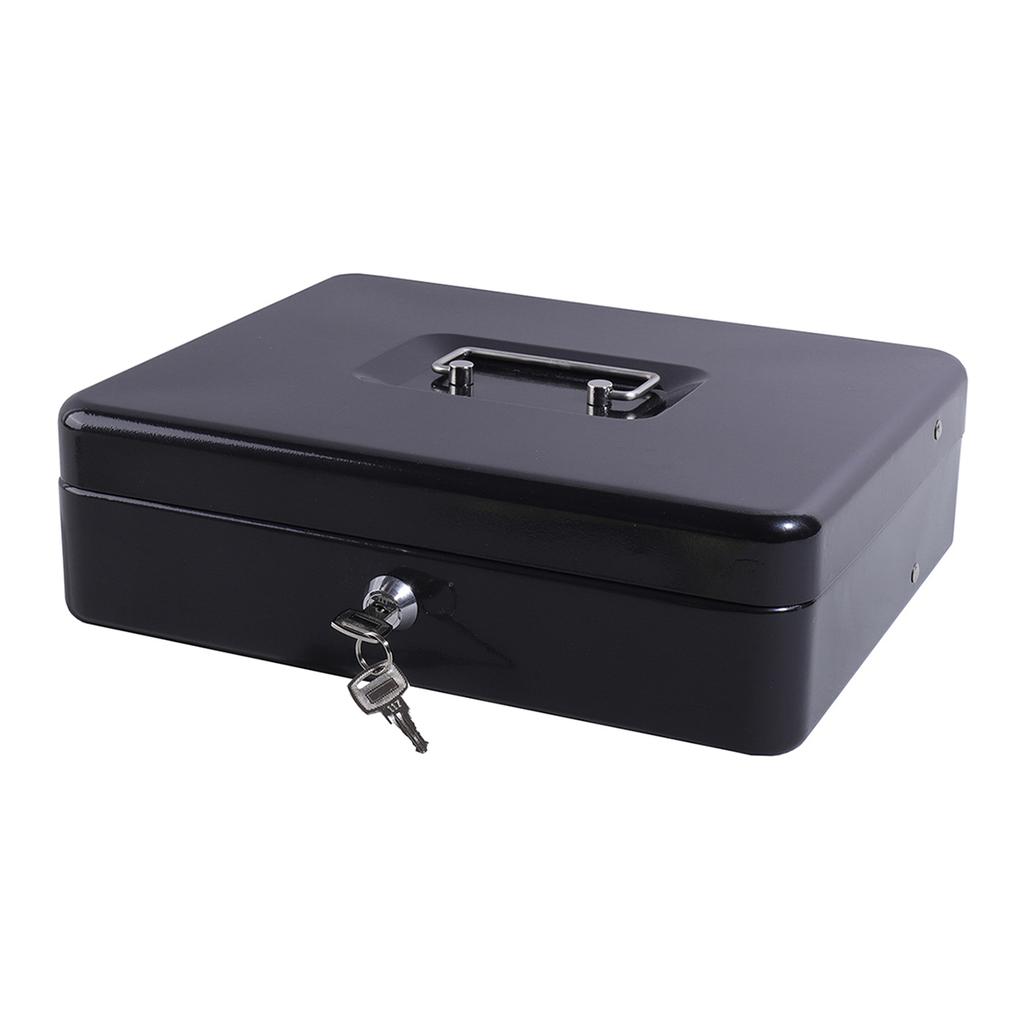 Money Box with Key -Money Tin with Lock - Lockable Cash Box with Coin Tray for Supermarket Petty Cash Coins Notes Holiday gift