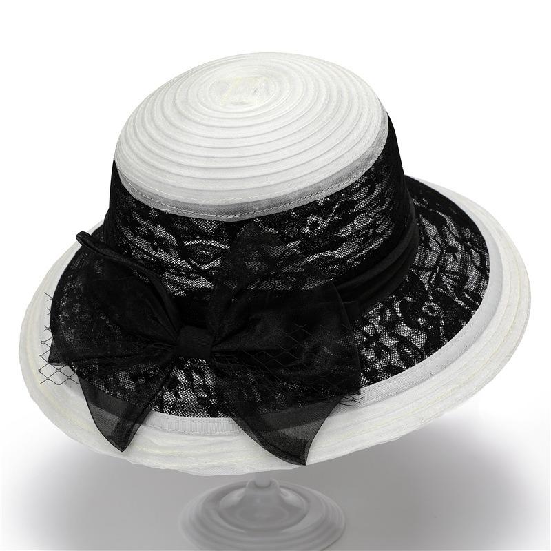 Ladies cool hat sun hat summer elegant fashion top hat organza flower pot hat sun hat