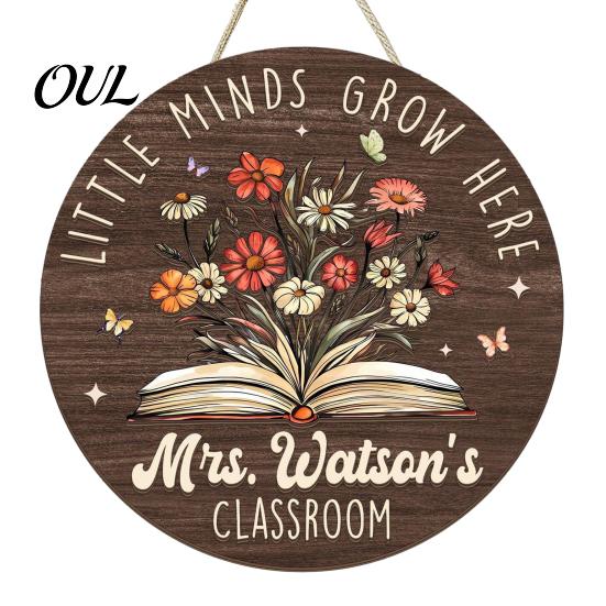 Classroom Decor Sign Wooden Welcome for Door, to Our Round Door Hanging Hanger, Front Sign, Back School Preschool Decoration