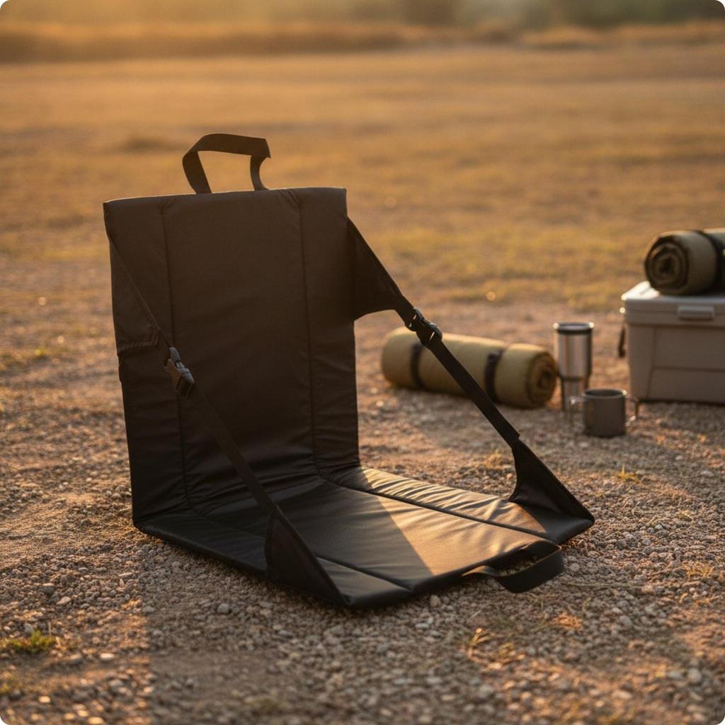 Portable Foldable Floor Chair | Convenient Top Carry Handle, Padded with Back Support,