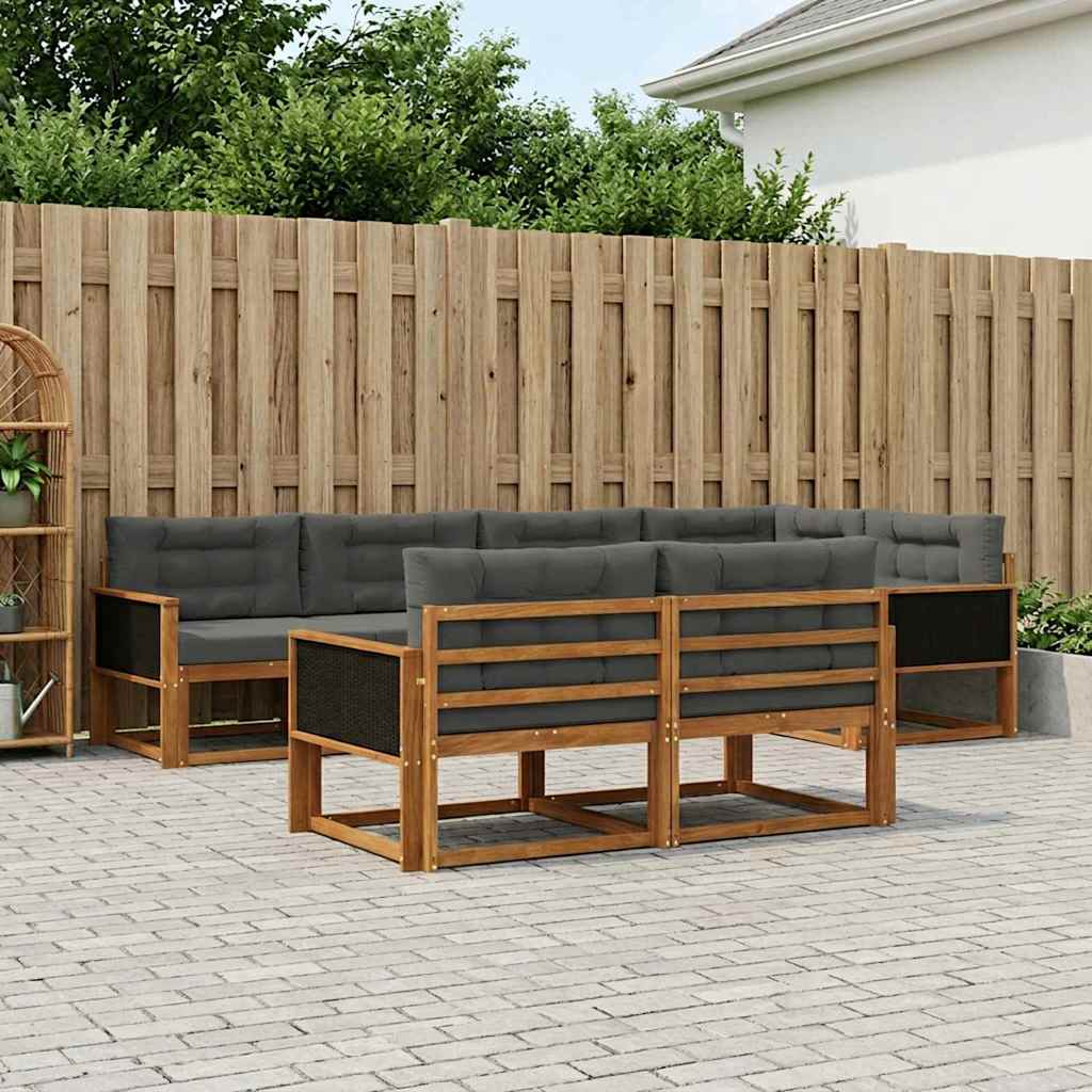 Outdoor Sofa Set with Cushions 7 pcs Natural and Anthracite