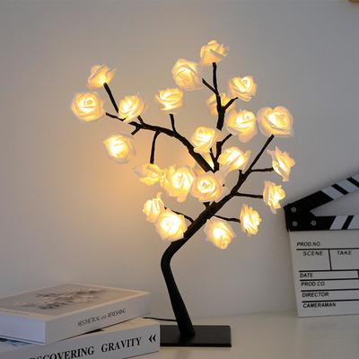 Eine abnehmbare USB-betriebene LED-Rosenbaumlampe mit festlichem Desktop-Design, Tischdekoration, kleines Nachtlicht, Geburtstagsgeschenk, Zimmer