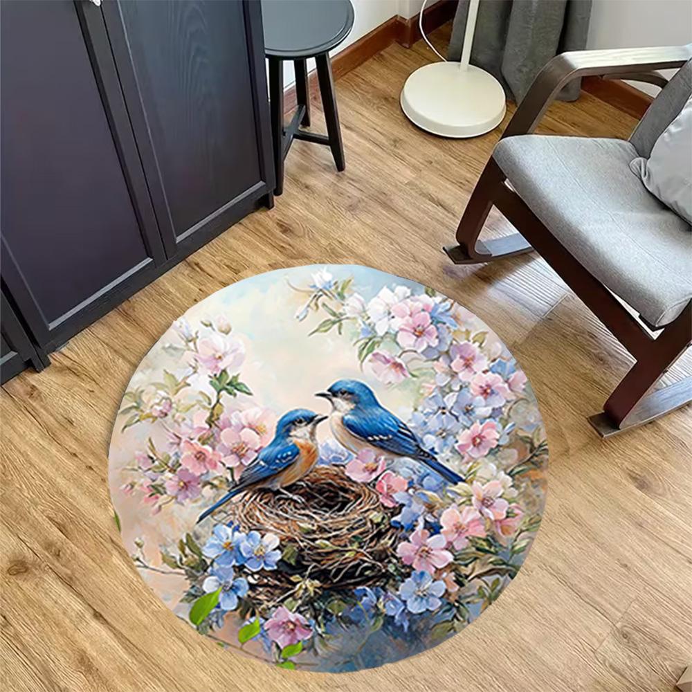 1pc home carpet design for office decor gift living room bedroom non slip colorful hummingbird flowers rug