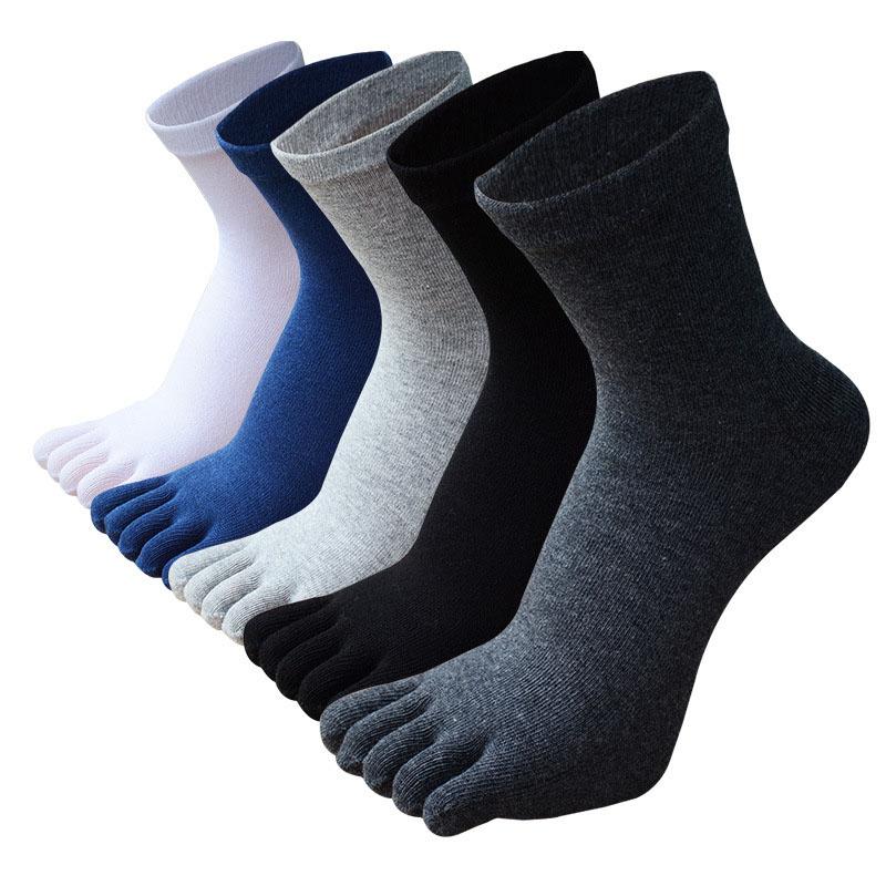 5 pairs of men's solid color five finger socks simple cotton Toe socks odor resistant and breathable split toe socks