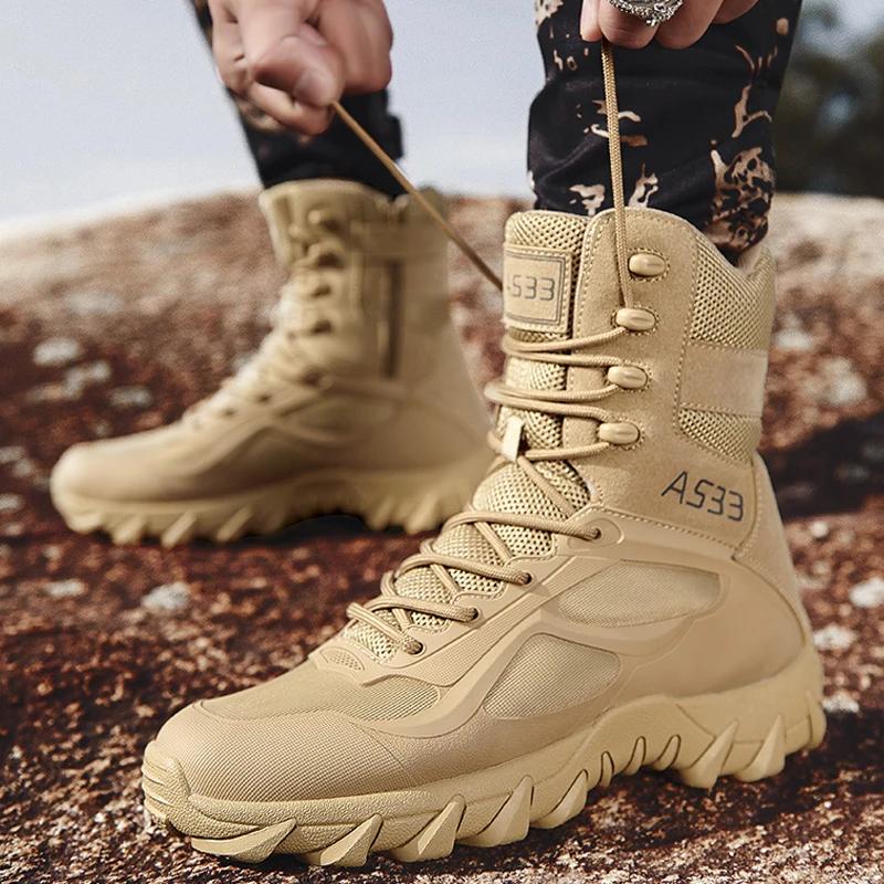 Fashion Lightweight Desert Tactical Boots Men Outdoor Boots Jungle Combat Boots Shoes Non-slip Wear Resistant