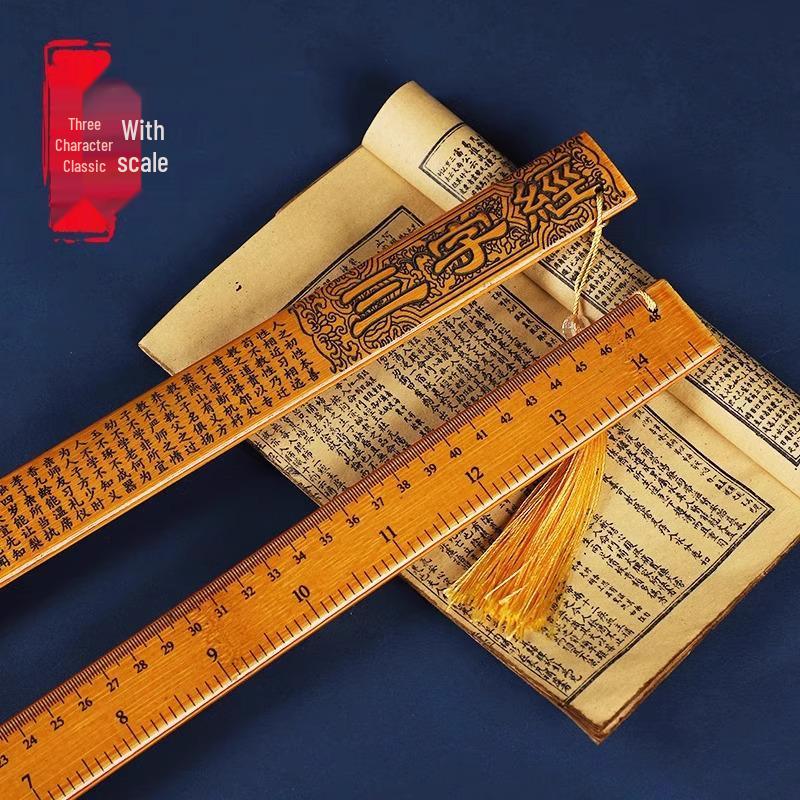 Bamboo Teaching Ruler for Women with Di Zi Gui Persuasion and Famous Articles
