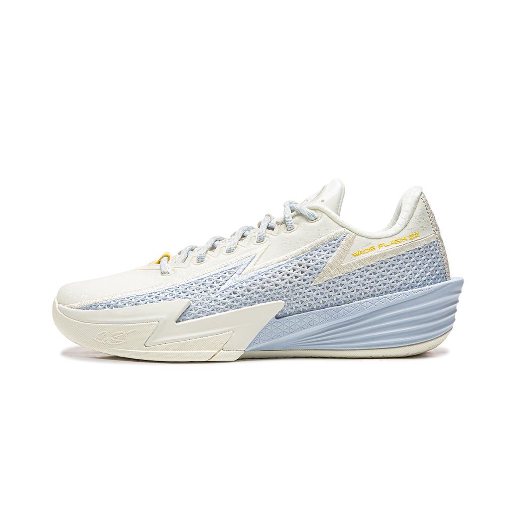 Li Ning Cushioning Slip Resistant Abrasion Resistant Breathable Rebound Grip Low top Basketball Shoes Men's White Blue ABPV013-3