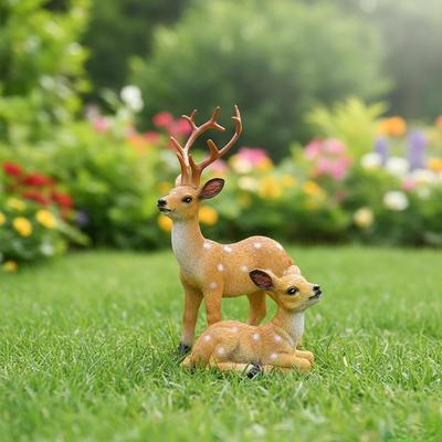Resin Plum Blossom Deer Sculpture for Outdoor Garden Landscaping