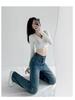 Damen Jeans mit hohem Bund, geradem Bein und weiter Passform, Frühling/Herbst 2022 - Schlankmachend, Vielseitig, Guter Fall, Bodenlang.