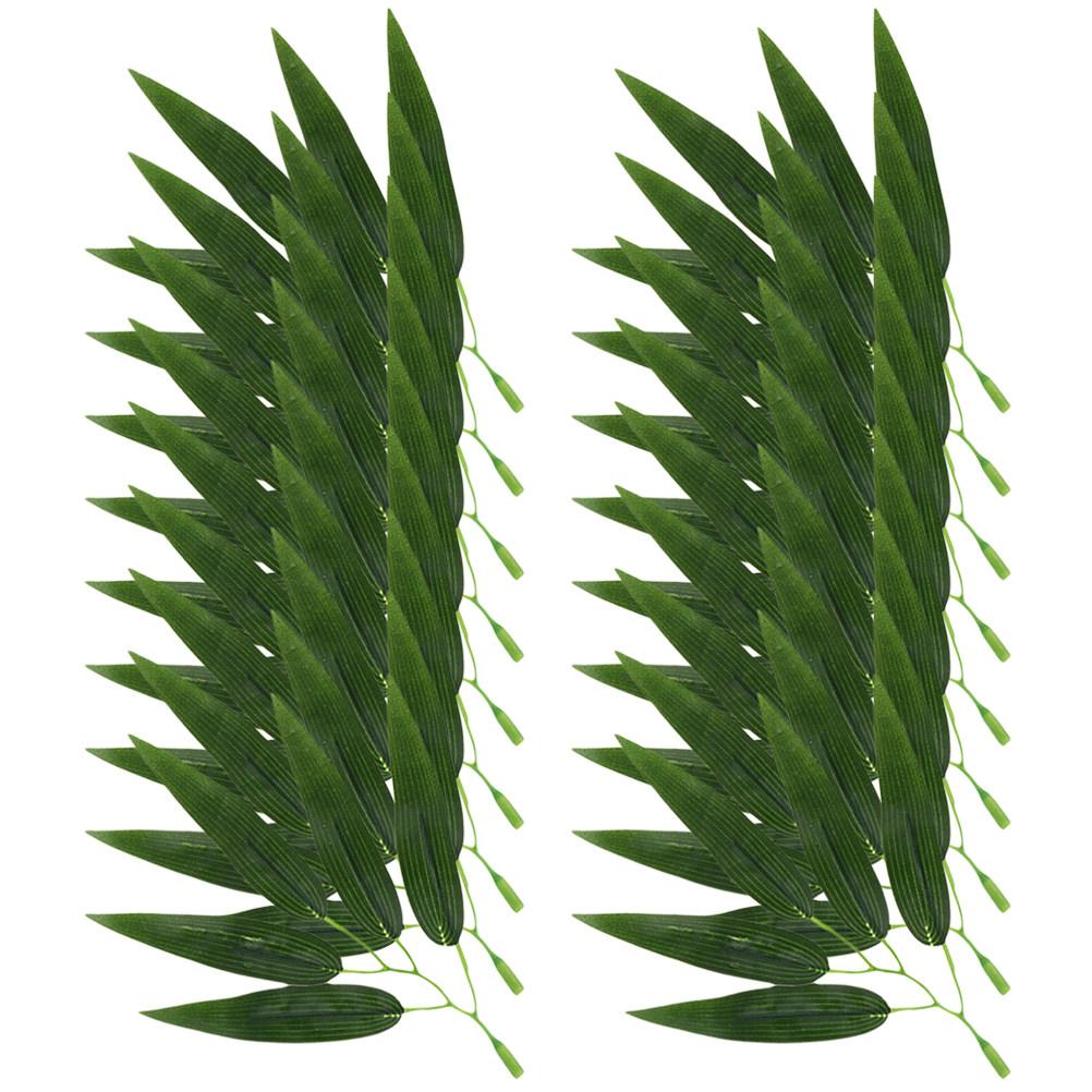 30Pcs Decorative Fake Bamboo Leaves Stems Lifelike Artificial Leaves for Flower Arranging DIY Crafts Garlands Wedding Home
