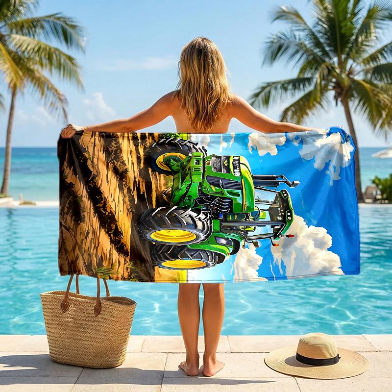 Tractor Fashion Beach Towel: Ideal for Summer Adventures Soft, Absorbent and Quick Drying Suitable for Swimming and Bathing