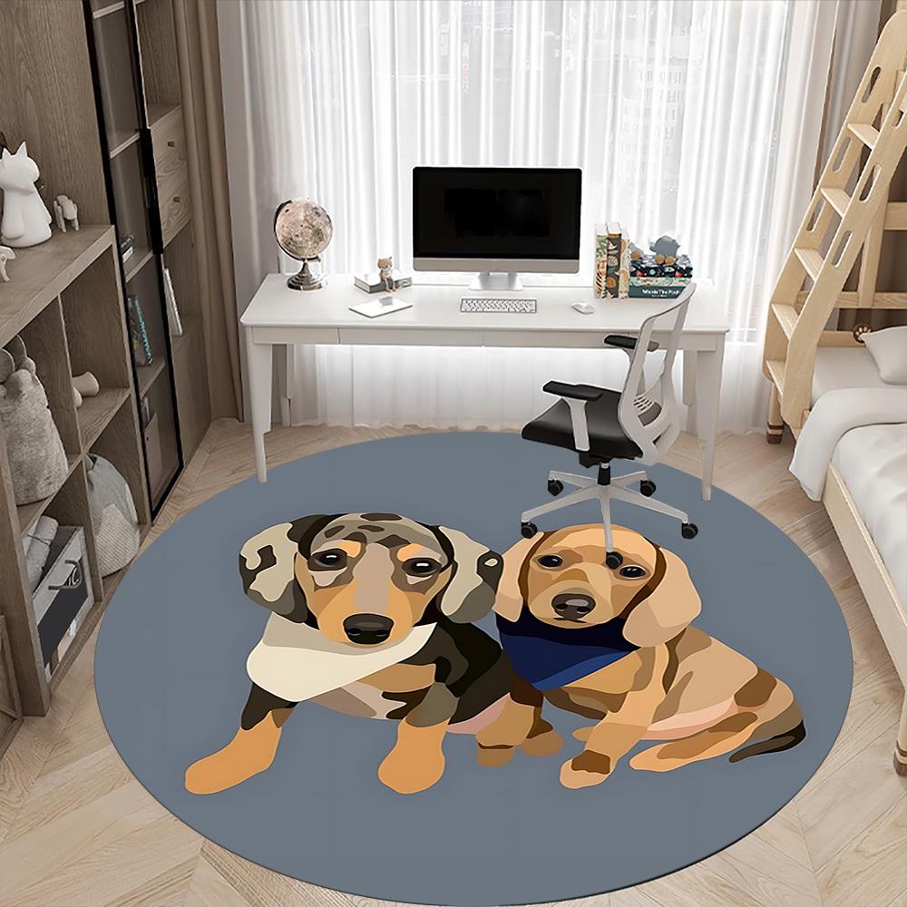 1pc Dogs Office Round Rug, Non-slip, Soft and Durable Office Rug for Interior Decoration, Perfect for Office, Beautiful Decoration yy260323010