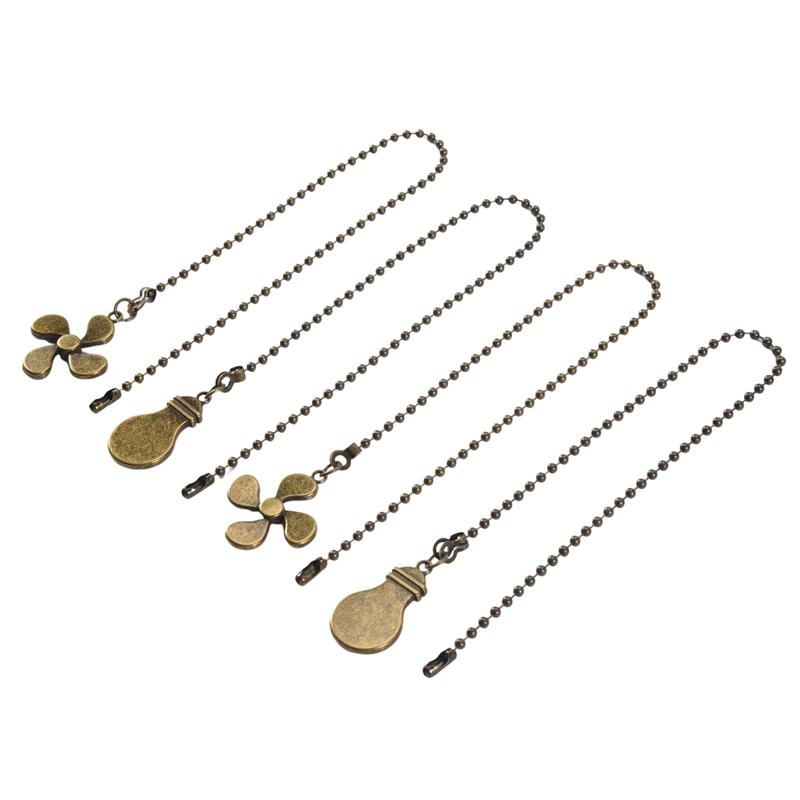 

M-Modern-4Pcs Ceiling Fan Pull Chain Set,Bulb And Fan Pattern Pull Chain Extension Fan Pull Chain Pendant 12 Inch