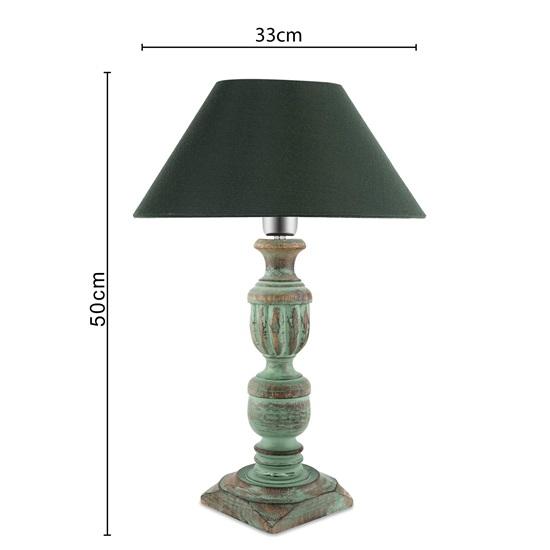 Drewniana Lampa Stołowa do Salonu Sypialni Nocna Rustykalna Algi Francuska 50 cm z Abażurem W zestawie Żarówka Drewniana Lampka Nocna do Wystroju Domu
