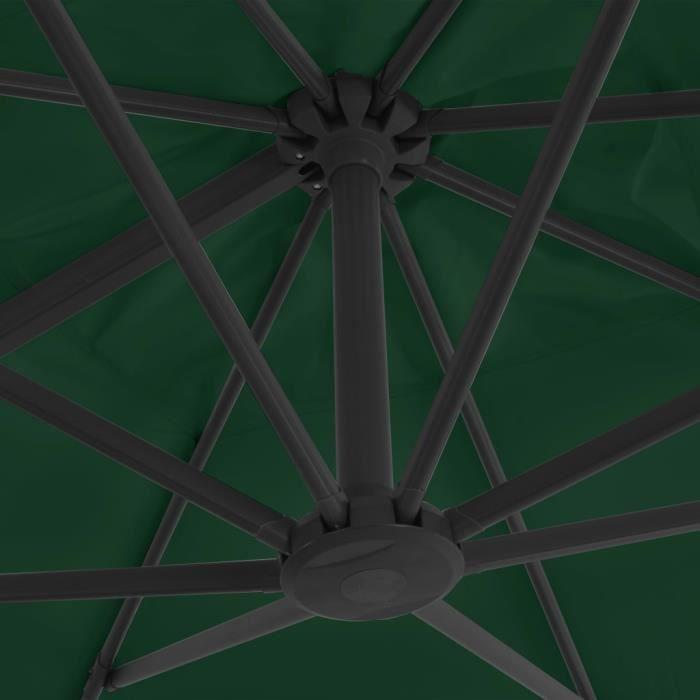 Parasol - vidaXL - Vert - Aluminium - Housse résistante aux UV - Base portable