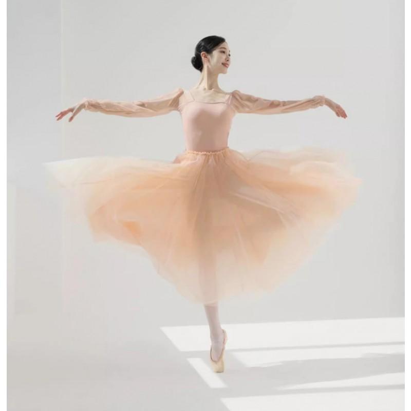 Ballet Leotard With Tulle Skirt Women Dance Gymnastics Aerial Yoga Solid Color