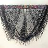 High Quality Lace Square Bandanas Style Rock Embroidery Floral Headband Net Breathable Hijab Through Headscarf Muslim Woman Veil