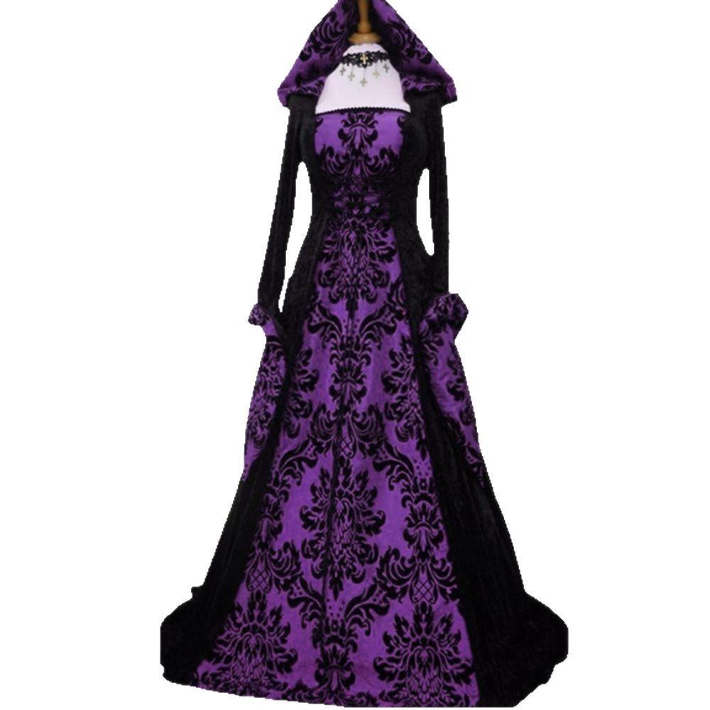 Medieval Renaissance Dress For Women In Milk Silk With 3d Pattern For Stage Performance