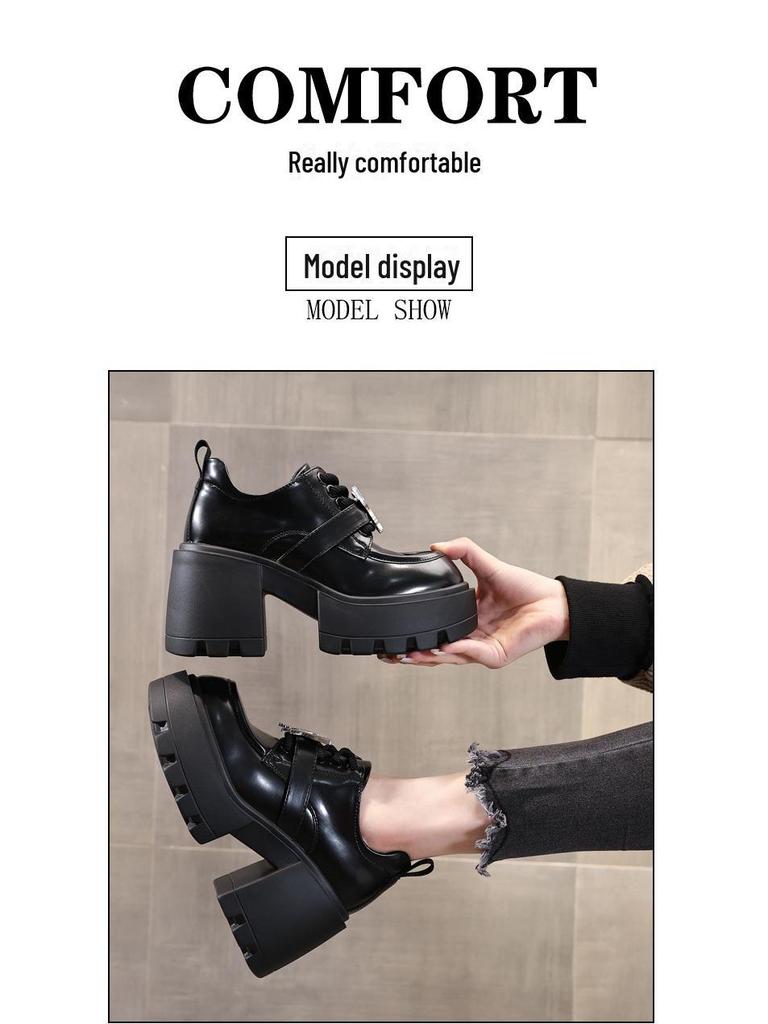SJN939-7 Damskor med tjock sula och plattform - Höst 2024 Trendiga höjdökande skor med mjuk sula