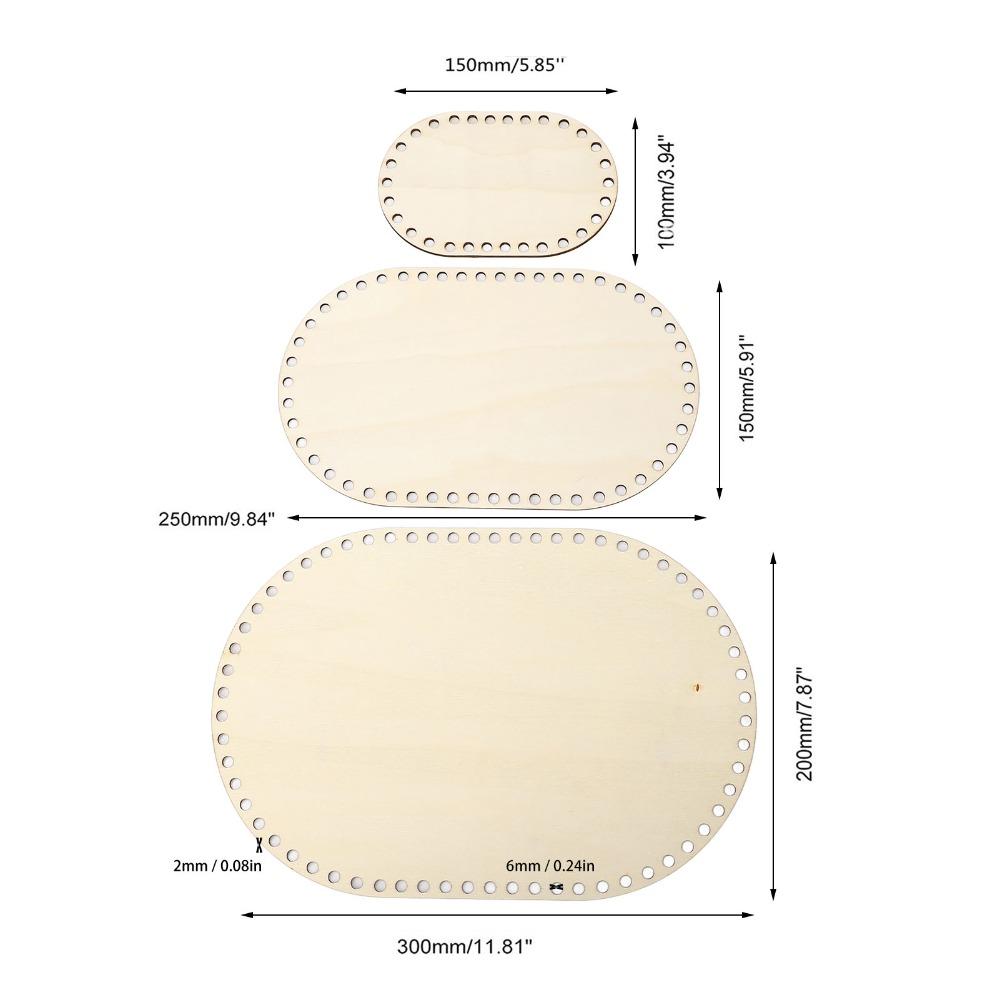 3Pcs Oval Shape Oval Crochet Basket Base 3 Sizes Crochet Bag Bottom For Knitting