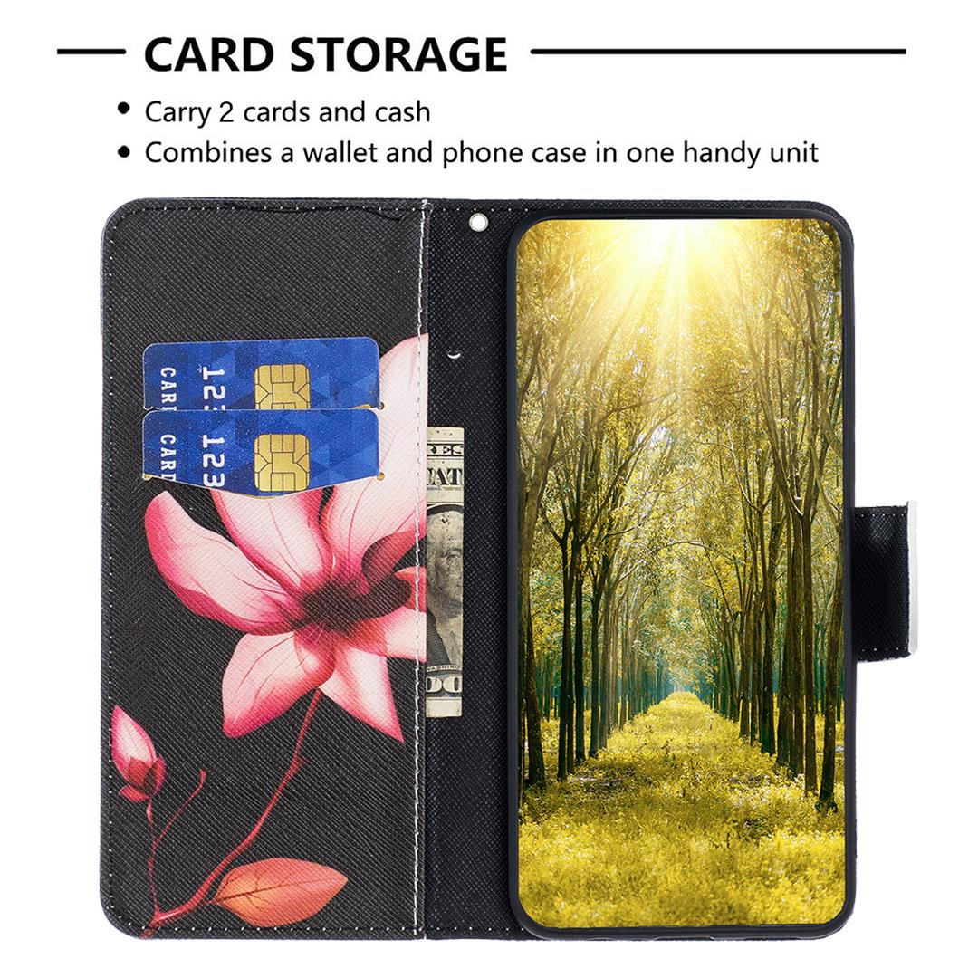 

For iPhone 16 Pro Case Wallet Leather Flip Phone Cover Pattern Print Lotus