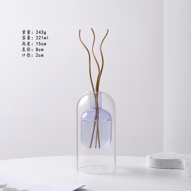 Double Glass Vase Hydroponic Plant Flower Arrangement Glass Empty Bottle Ornaments Simple Essential Oil Aromatherapy Bottle